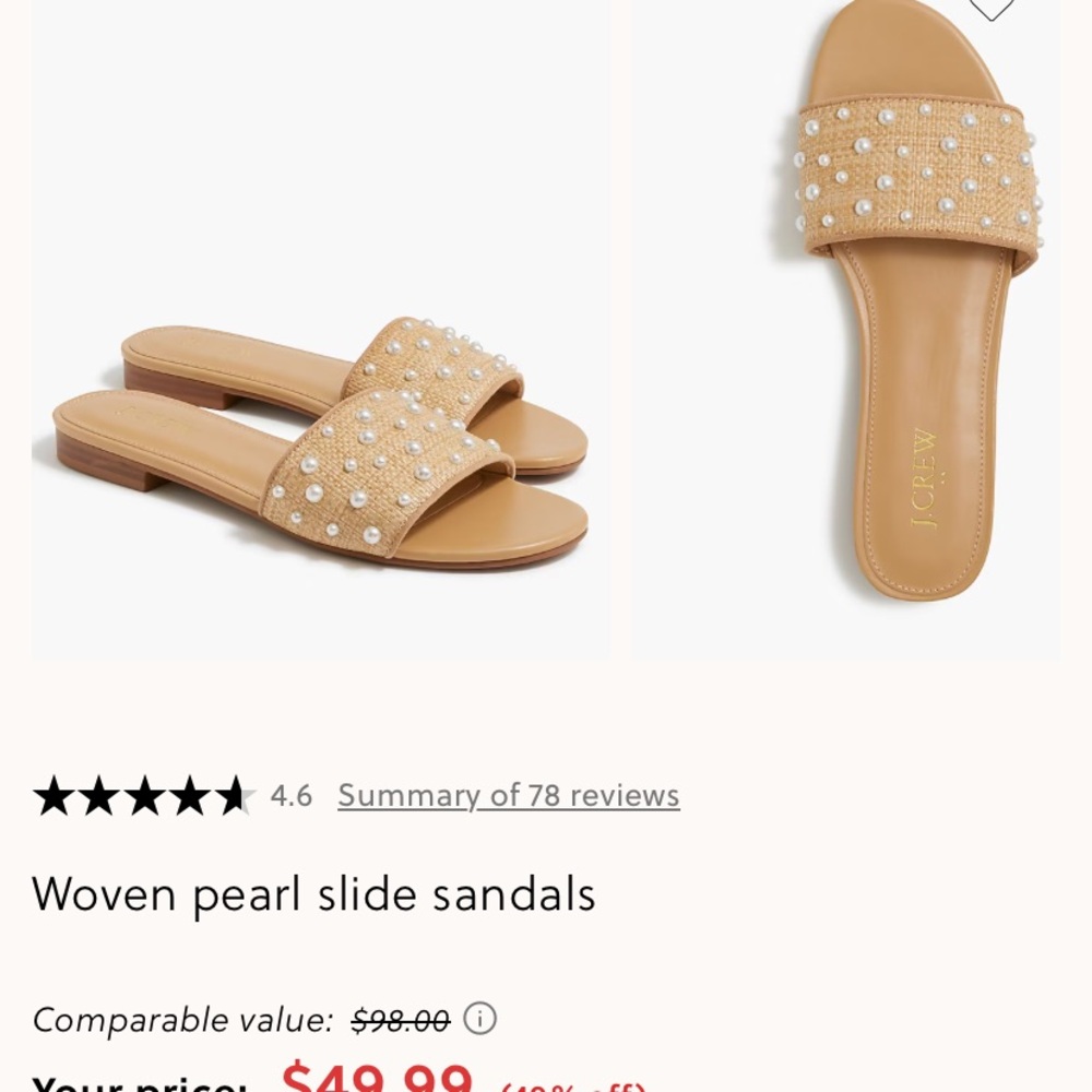 J. Crew Beige Pearl Embellished Sandals